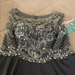 Sequined grey black tie dress